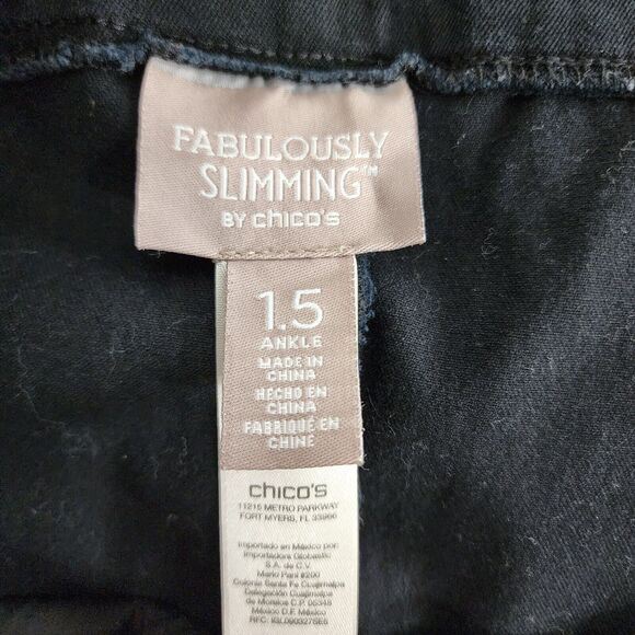 Chico's Fabulously Slimming Womens Ankle Pants Size 1.5 Medium 10 Pull On Black - Picture 6 of 9